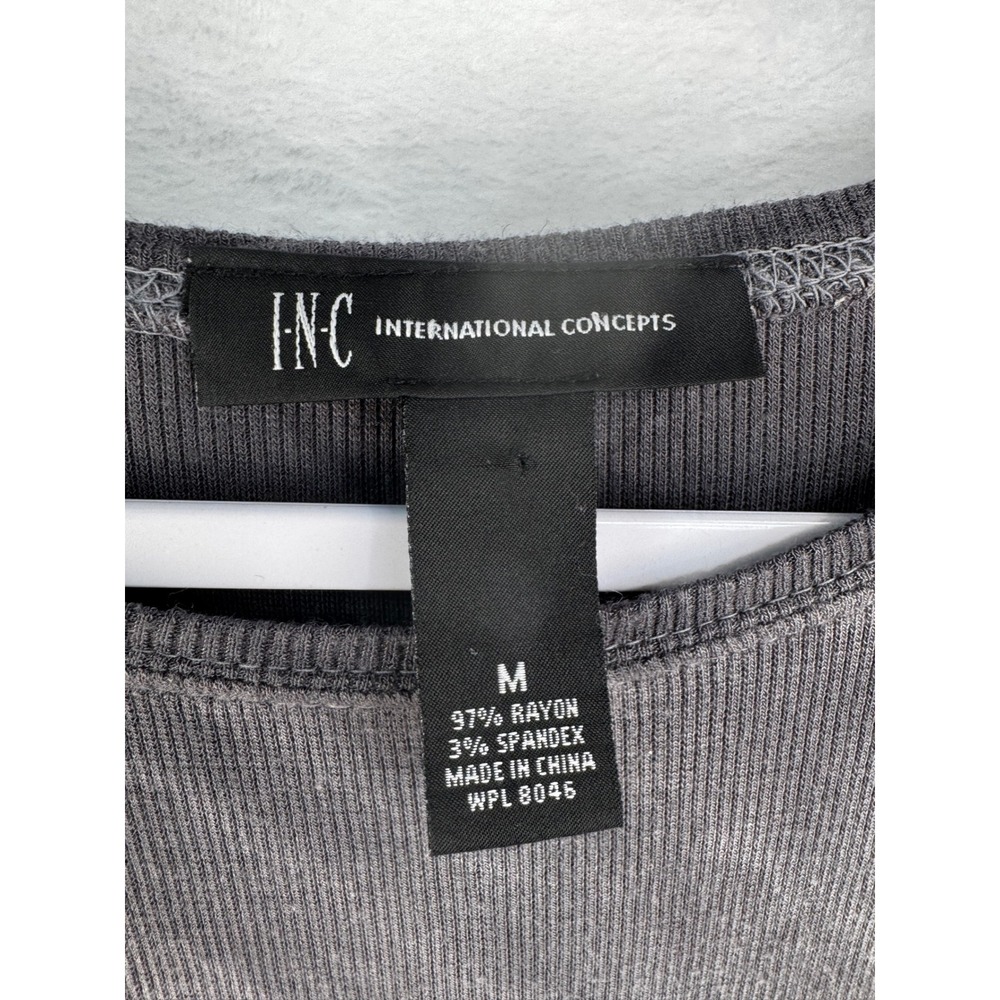 INC International Concepts Womens Medium Gray Tie Dye Rhinestone Ribbed Top M - Picture 4 of 6